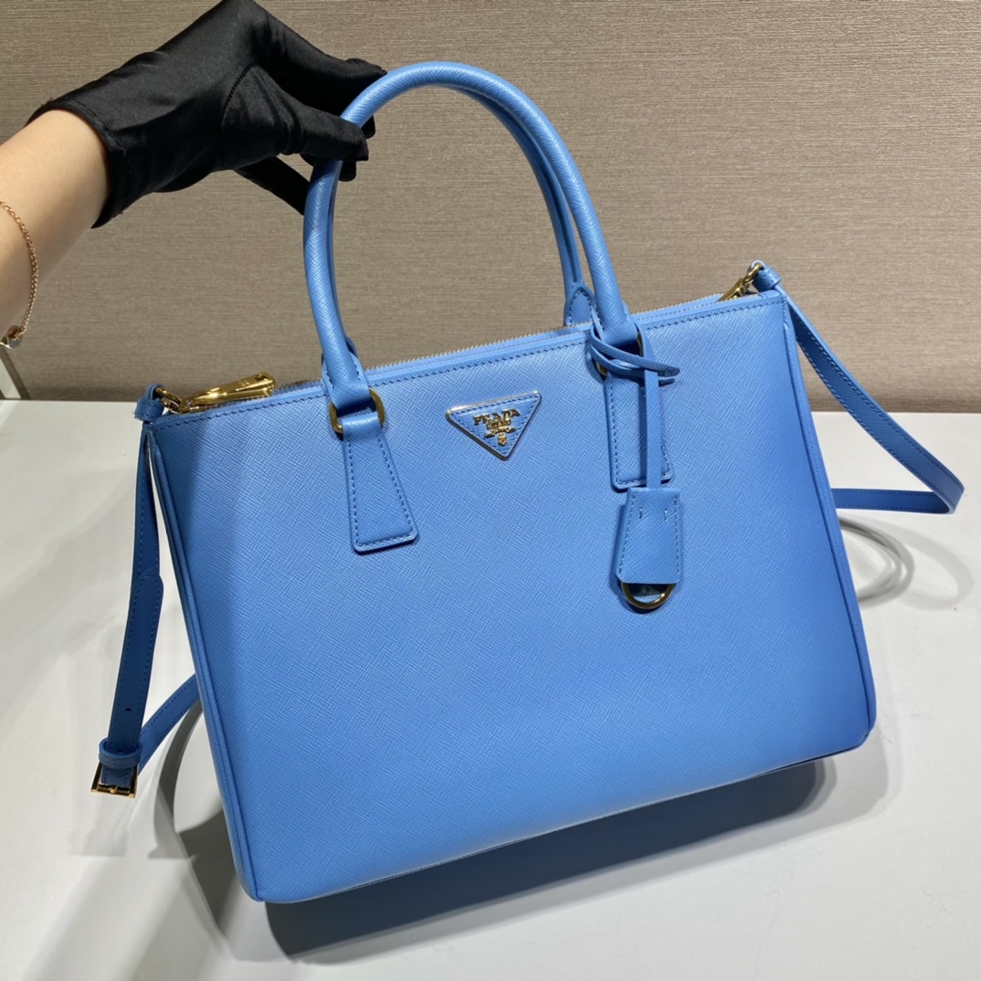 Prada Large Galleria Saffiano Leather Bag Tote Shoulder Bag Blue 1BA274